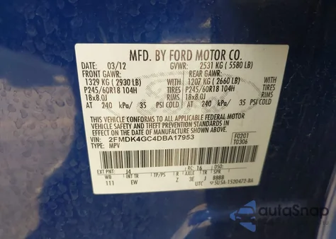 2013 Ford Edge Se z USA, uszkodzony, nr VIN 2FMDK4GC4DBA17953